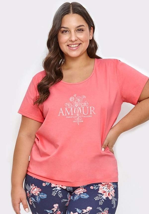 Amour Cotton Printed Pajama Set Pink and Navy