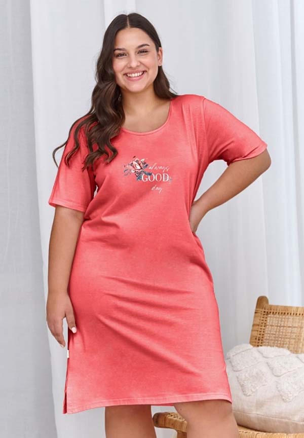 Women Millie Short Sleeves Nightdress Brick Red