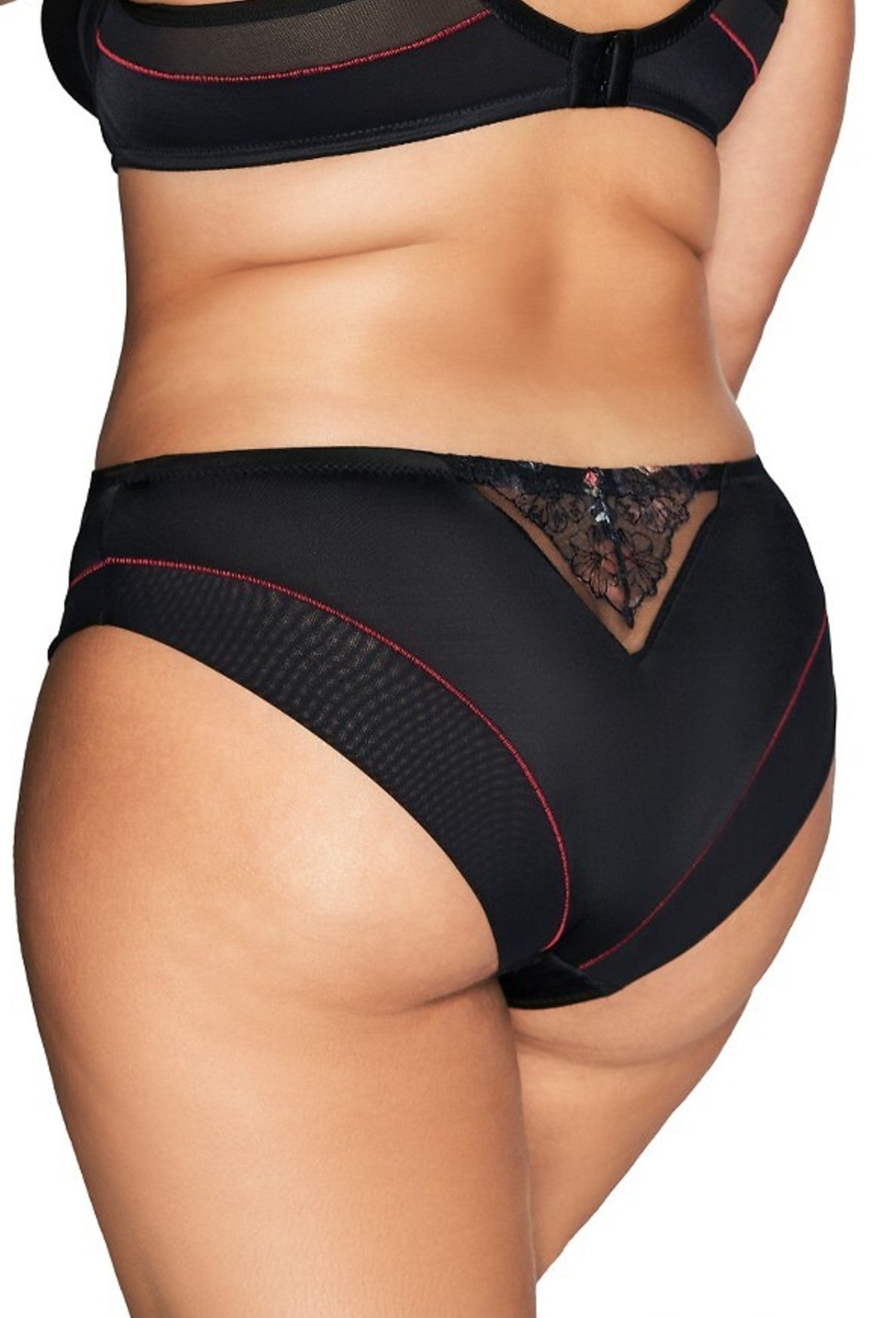 Black Embroidered Lace Brief by Ava