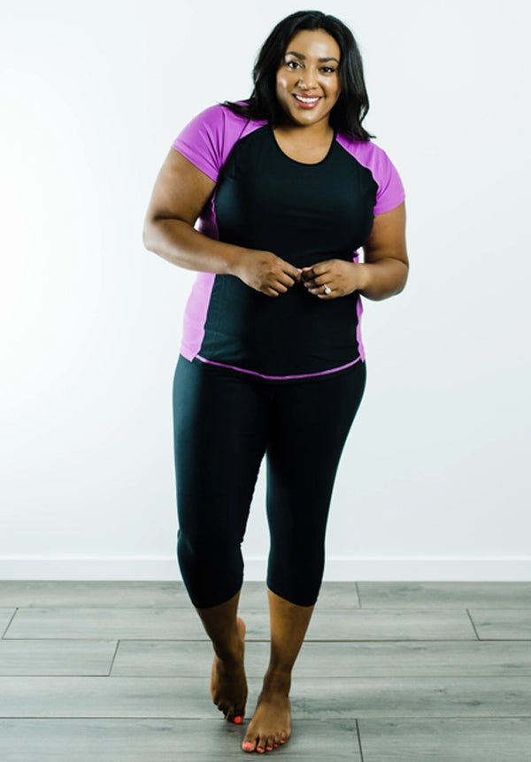 Plus Size Capri Swim Leggings by Calypsa - Navy