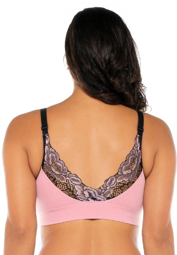 Rhonda Shear Seamless Bra with Lace Back Detail Pink
