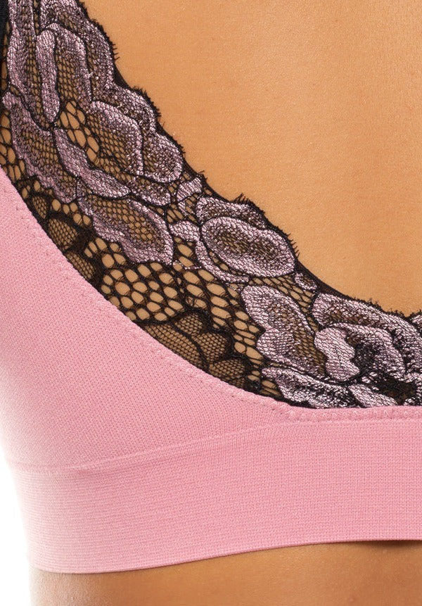 Rhonda Shear Seamless Bra with Lace Back Detail Pink