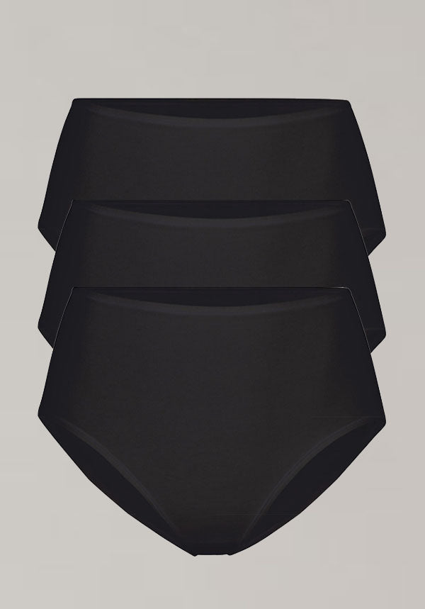 Soft-Cuff 95% Cotton Full Brief Panty 3 Pack Black