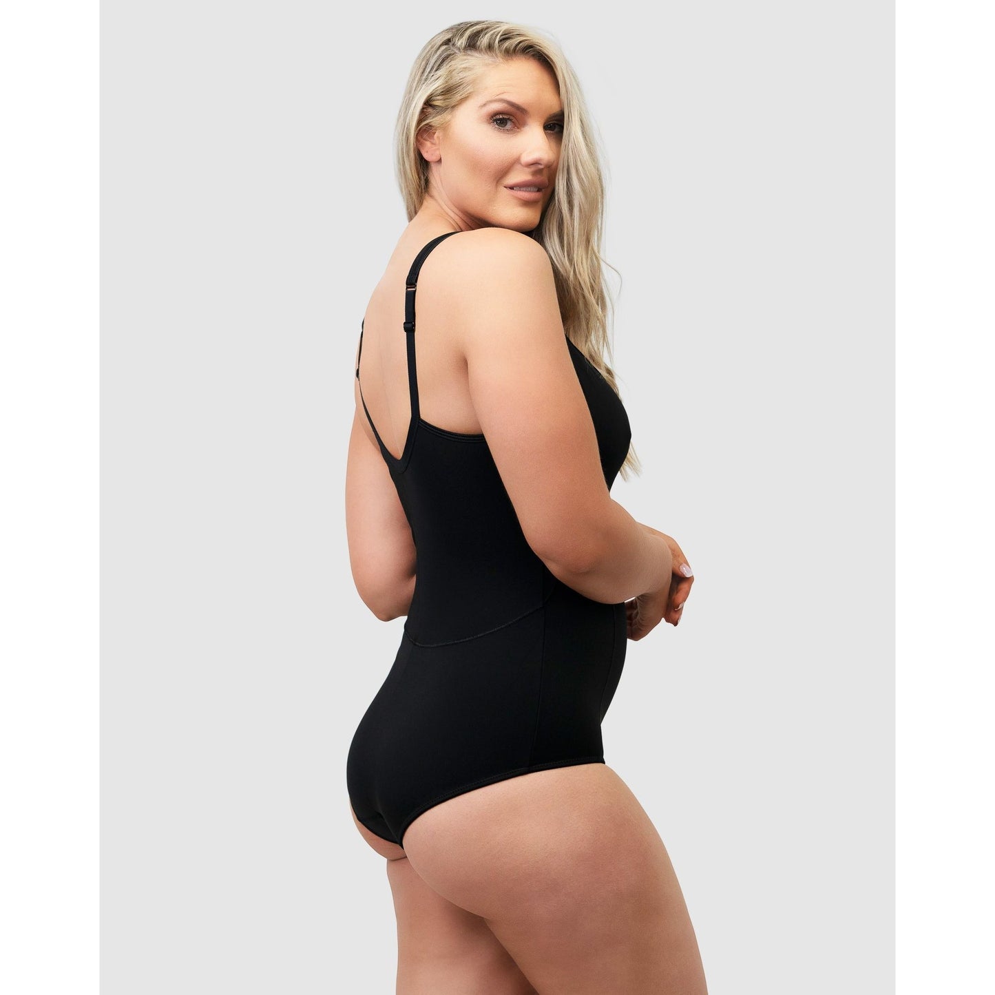 Wirefree Opaque Shaping Bodysuit With Mesh - Style Gallery