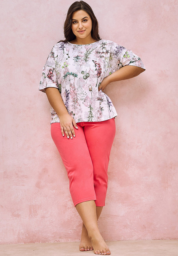 Leafy Print Cotton Pajama Set