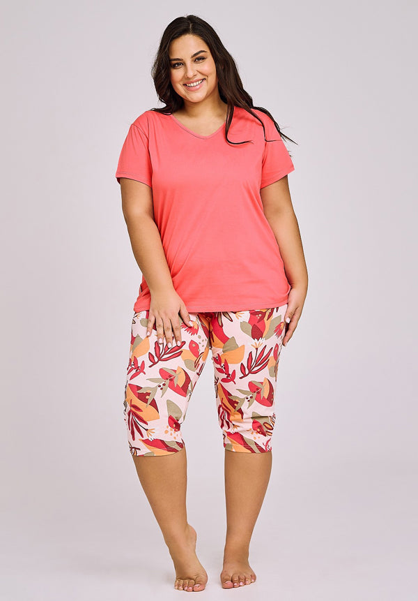 Geometric Flowers Cotton Pajama Set