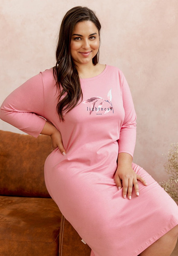 Three Quarters Cotton Nightdress Short Sleeves
