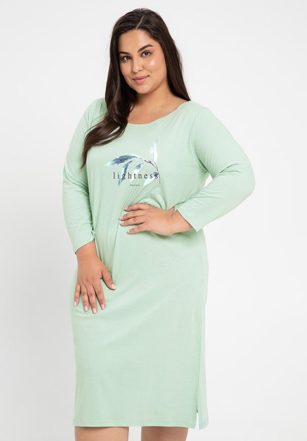 Three Quarters Cotton Nightdress Short Sleeves