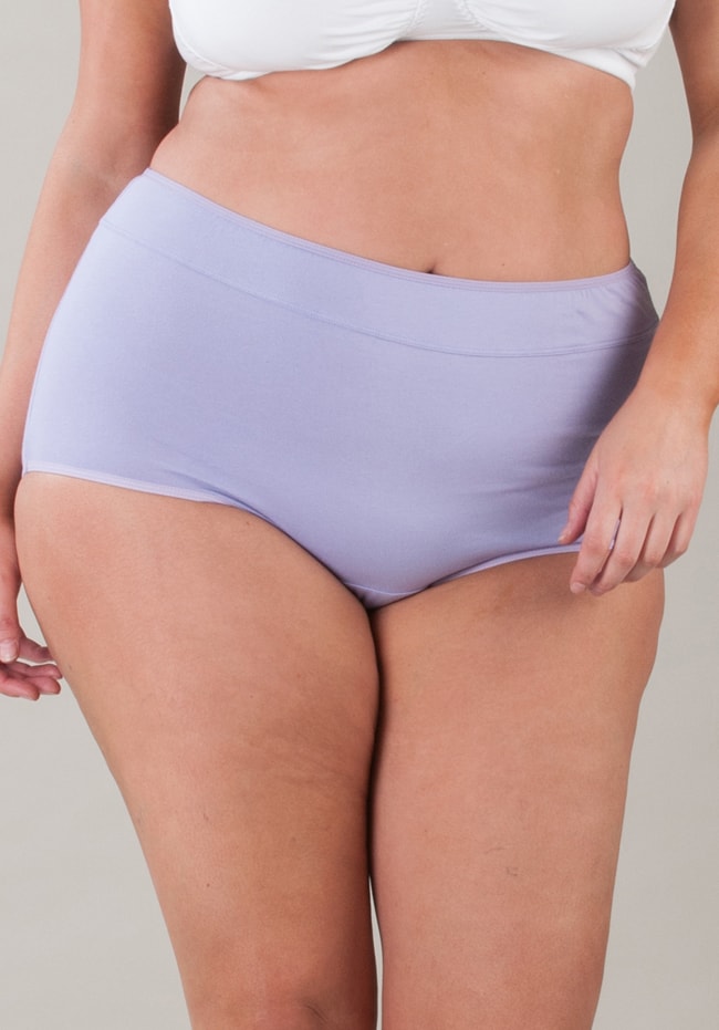 Plus Size 95% Cotton Full Brief Panty 3 Pack Value Pack Lilac