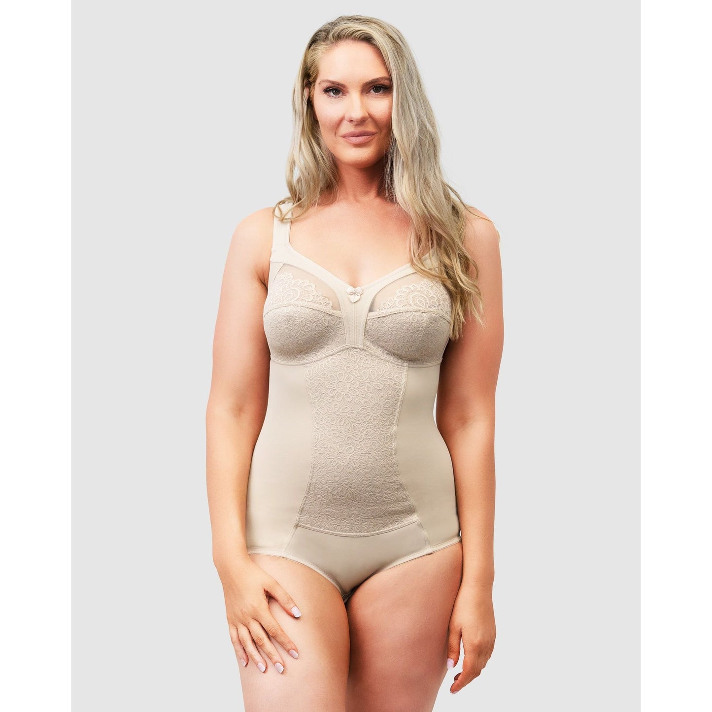 Wide Strap Supportive Bodysuit With Lace - Style Gallery