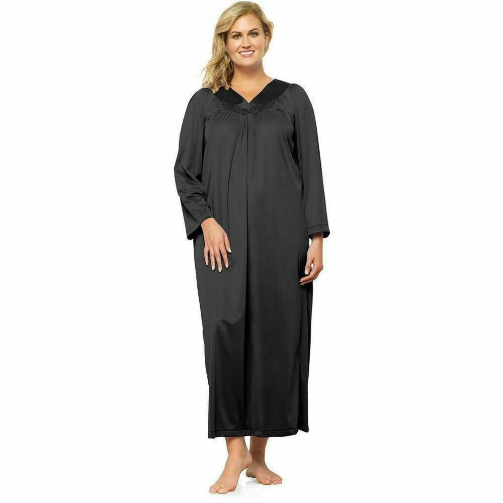 Plus Size Long-Sleeve Nylon Nightgown - Main Image