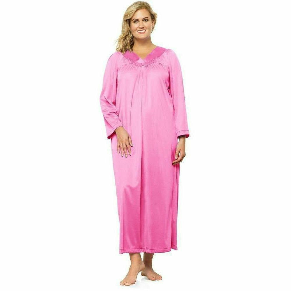 Exquisite Form Plus Size Long-Sleeve Nylon Nightgown