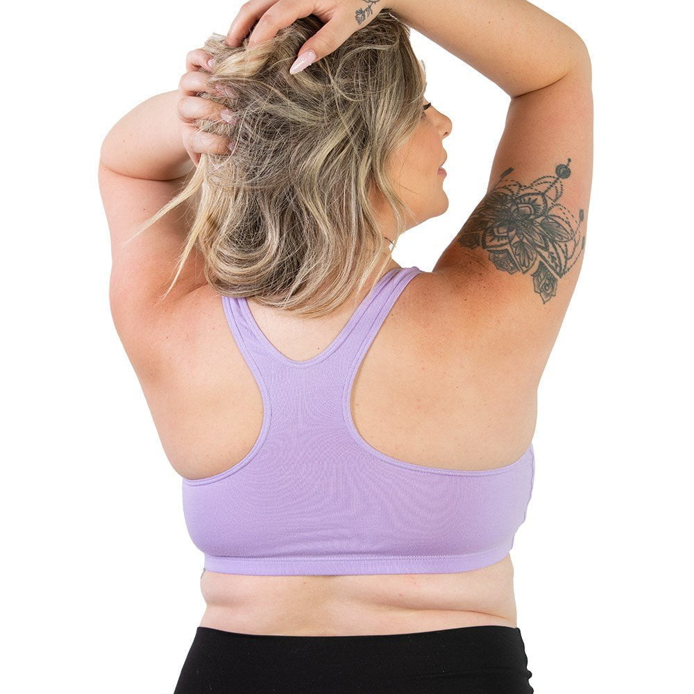 Serena Cotton Wirefree Racerback Plus Size Sports Bra - Style Gallery