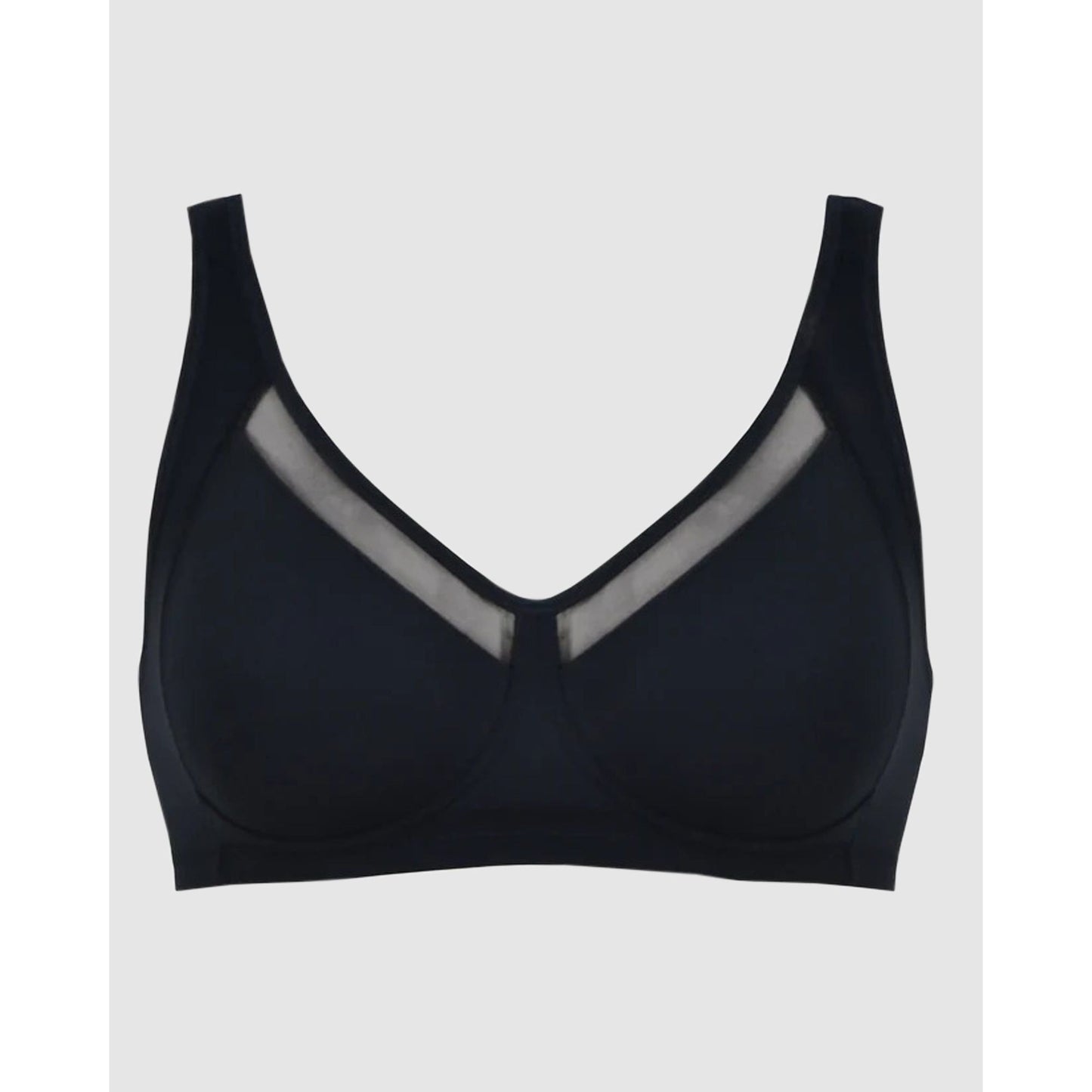 Comfortable Wide Strap Wirefree Bra With Mesh - Style Gallery