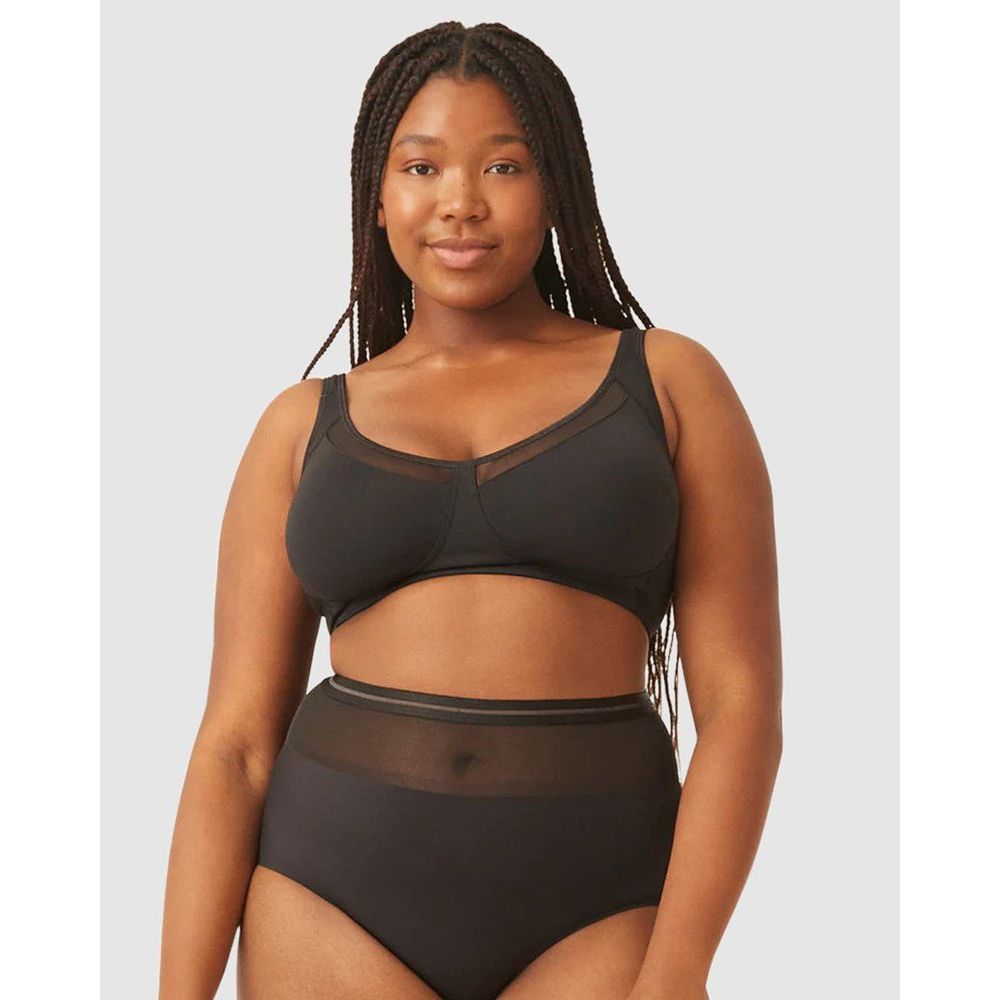 Comfortable Wide Strap Wirefree Bra With Mesh - Style Gallery