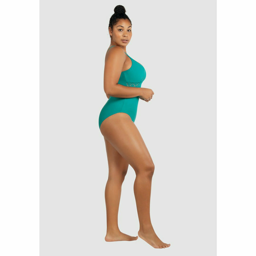 Brigitte Low Back One Piece Swimsuit with Lace - Style Gallery