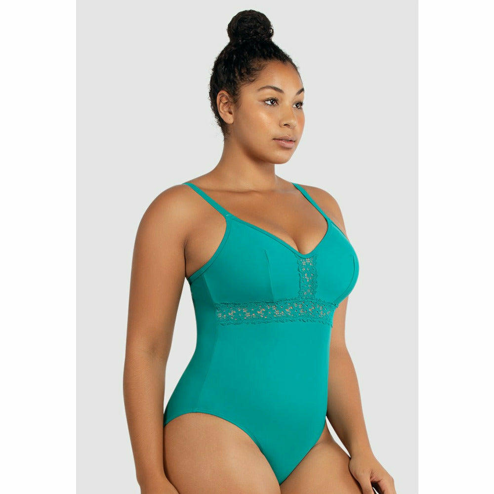Brigitte Low Back One Piece Swimsuit with Lace - Style Gallery