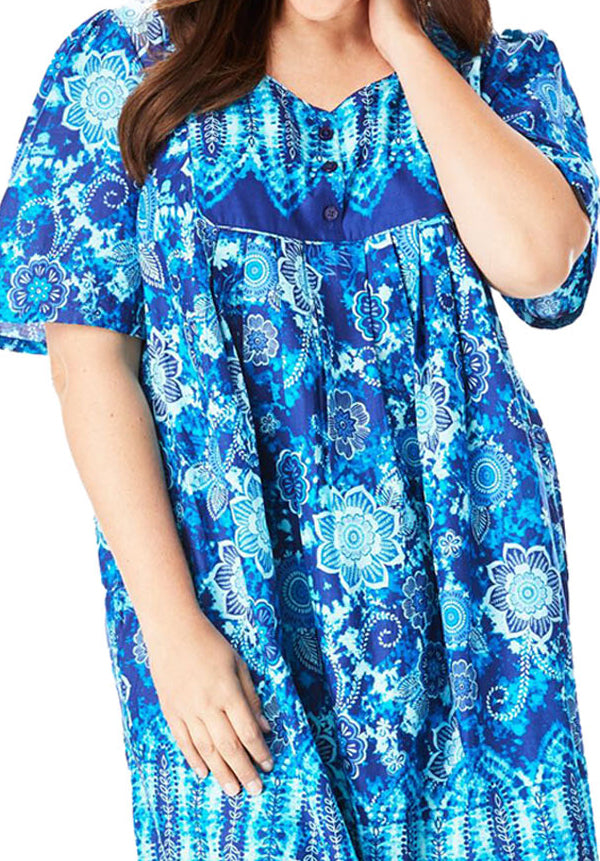 100% Cotton Tie Dye Printed Short Lounger Dress