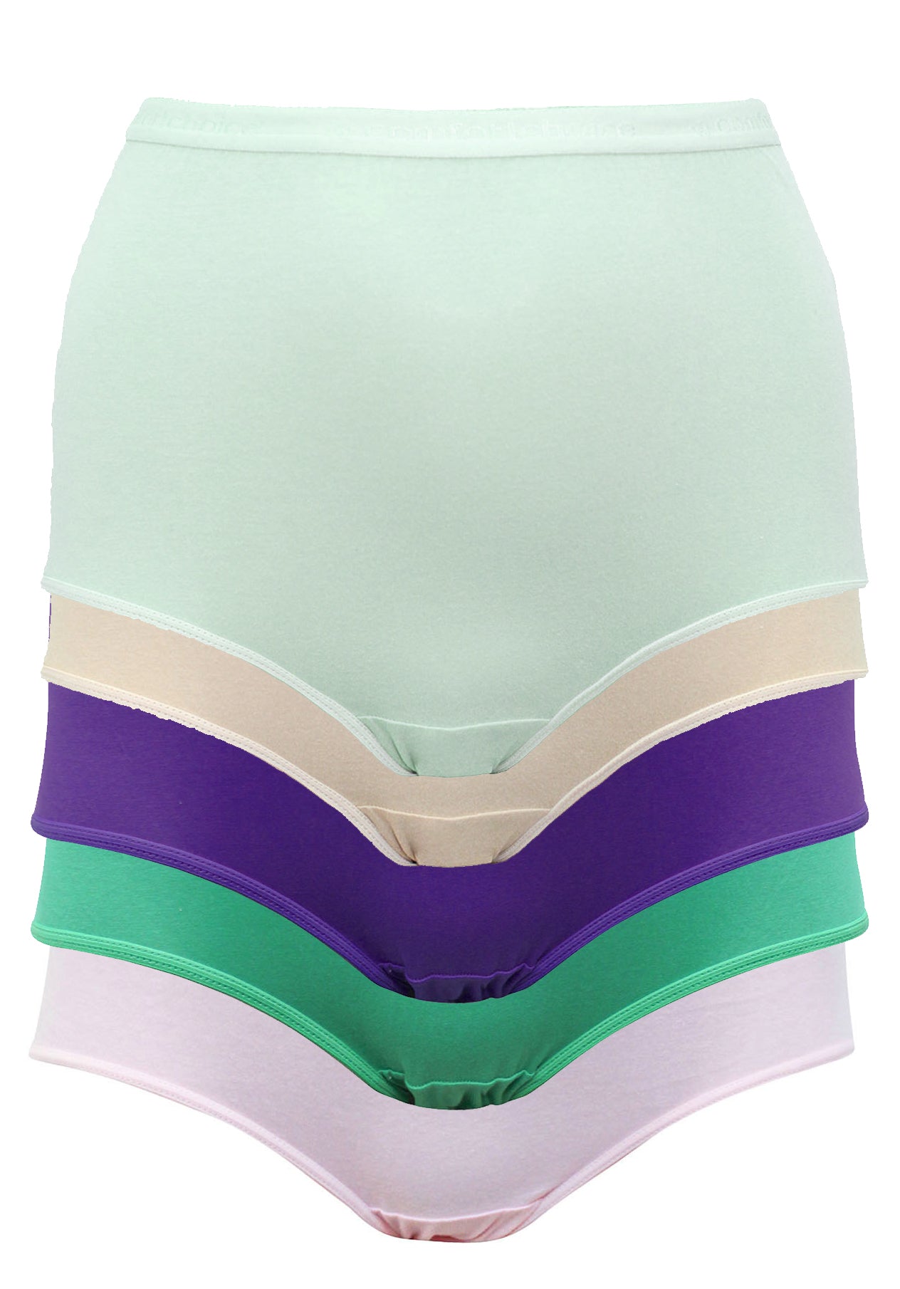 Comfort Pk of 5 100% Cotton Full Briefs Mix Colors