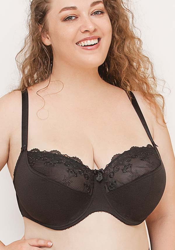 Rita Lace Cup Underwire Balcony Plus Size Underwire Bra Black