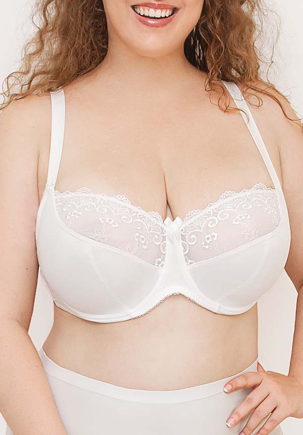 Rita Lace Cup Underwire Balcony Plus Size Underwire Bra White