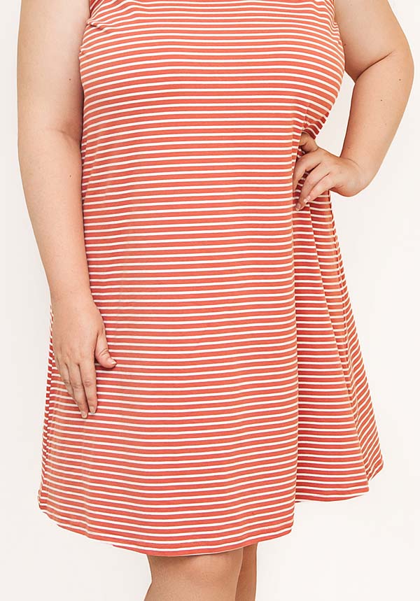 Plus Size Cotton Singlet Nightie in Relaxed Striped Rose