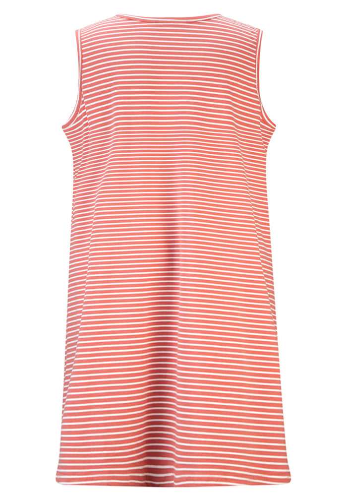 Women Relaxed Striped Cotton Sleep Nightie Rose