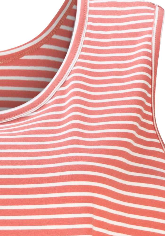 Women Relaxed Striped Cotton Sleep Nightie Rose