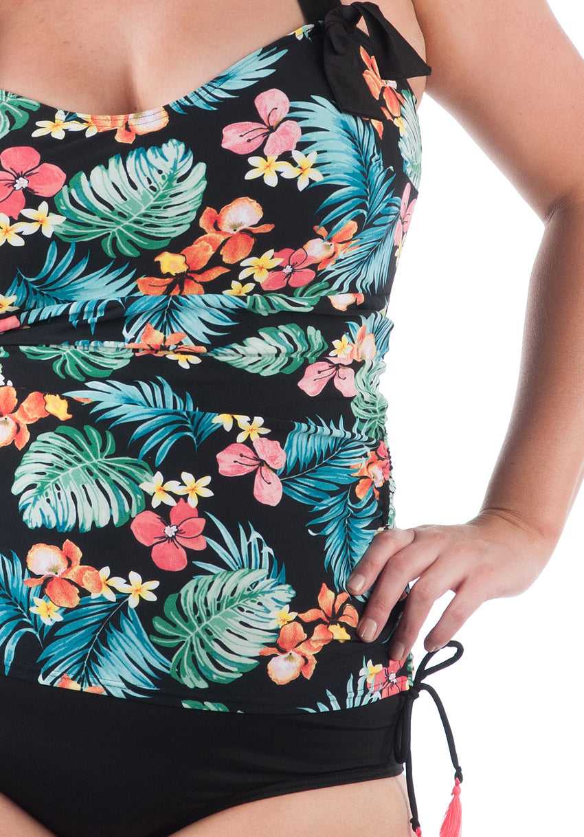 Tropical Waist-Shaping One Piece Swimsuit with Padded Bra DD E