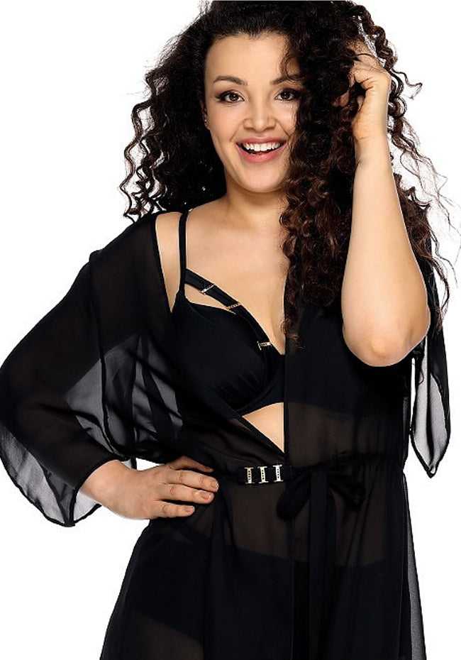 Pareo Long Chiffon Coat with Belt and Buckle