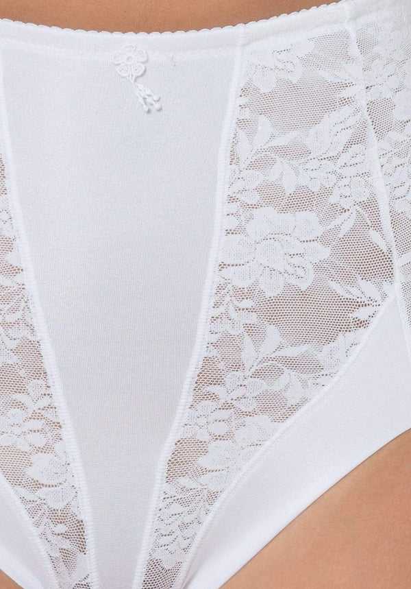 Plus Size Control Lace Full Brief White