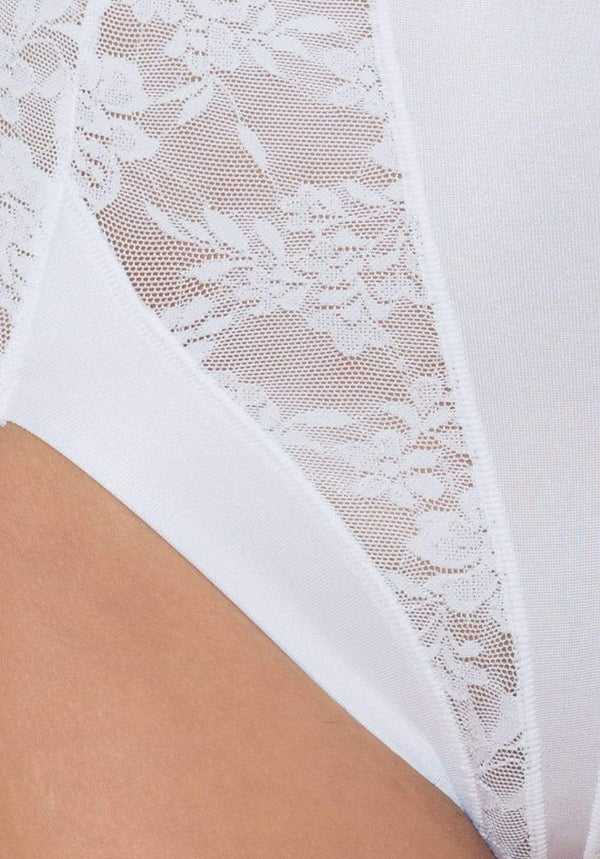 Plus Size Control Lace Full Brief White