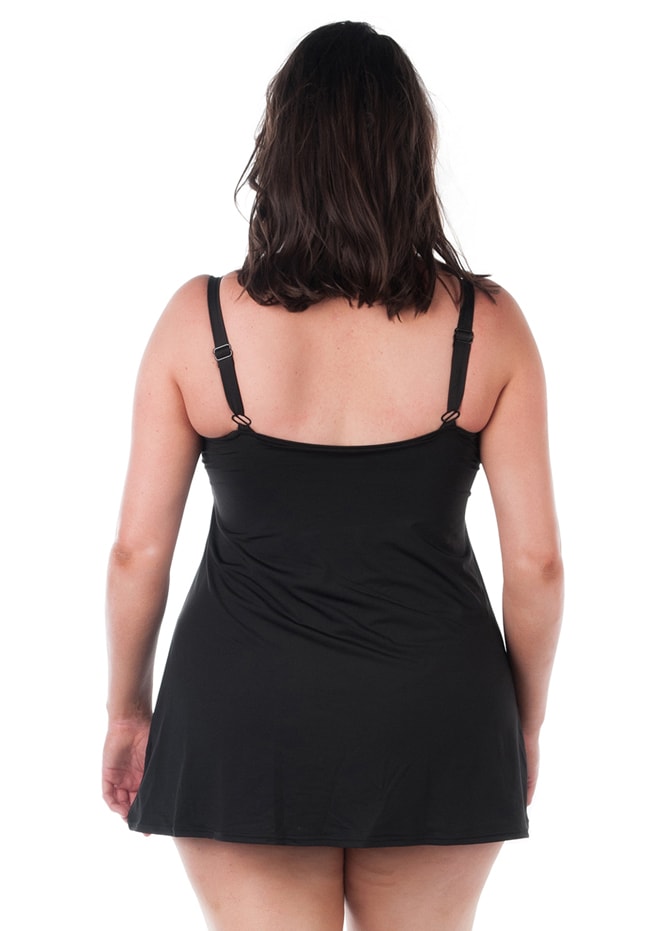 Classic Black Twisted Front Swimdress with Padded Bra