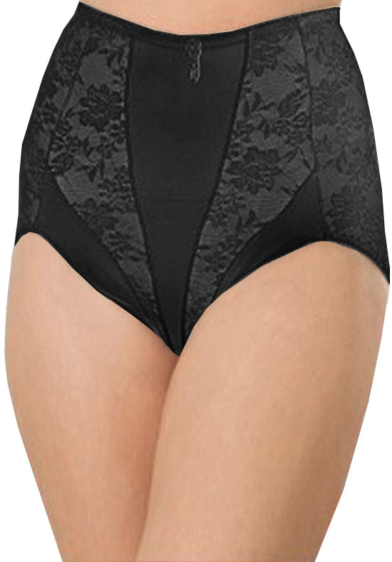 Plus Size Control Lace Full Brief Black