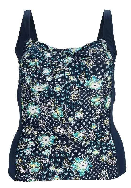 Bali Printed Swim Tankini Top Black & Matching Full Brief