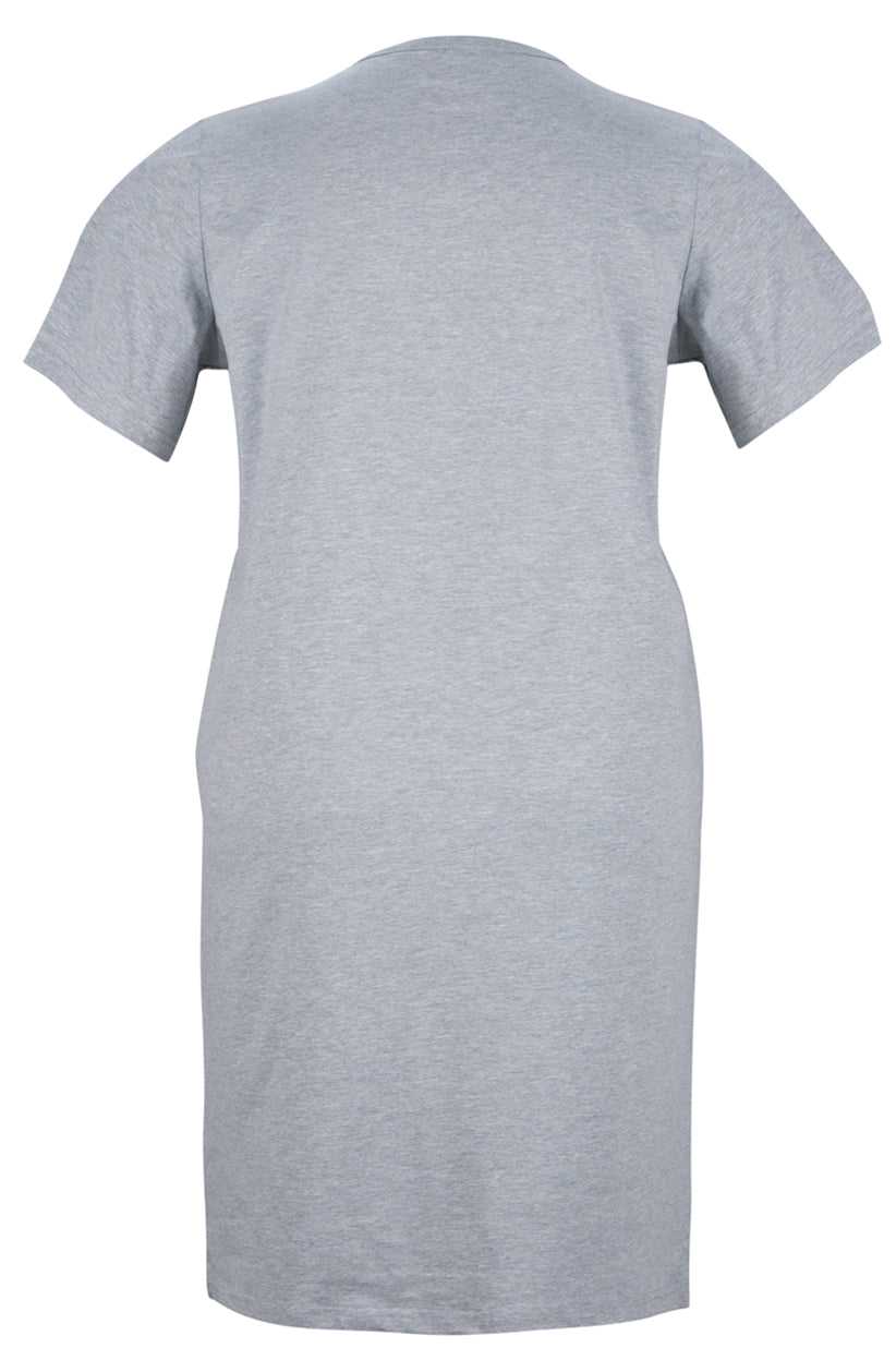 Women's V-neck Classic Cotton Short Sleeve Nightie Charcoal