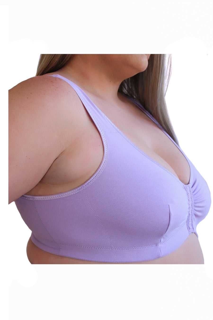 Cotton Front Close Bra Lilac