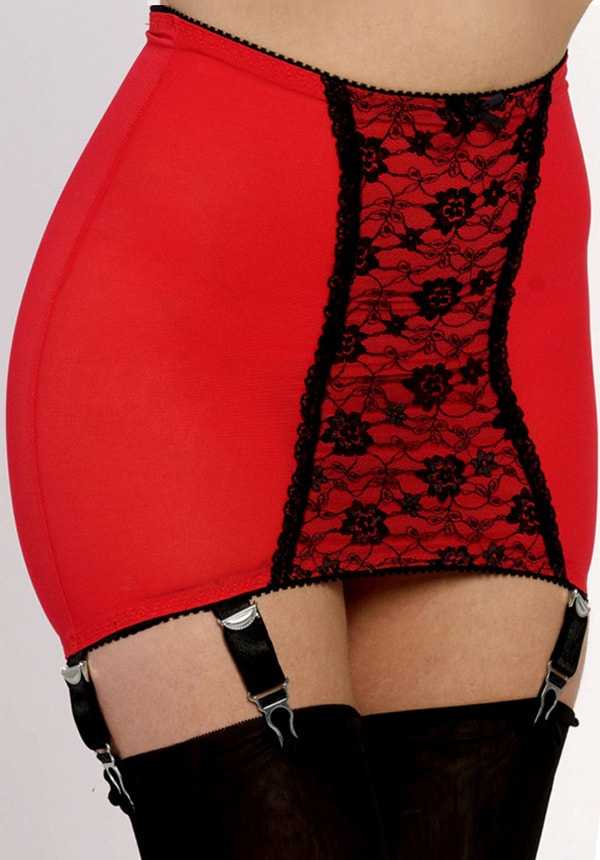 Women's 6 Strap Power Mesh Girdle Red