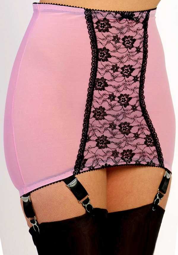 Women's 6 Strap Power Mesh Girdle Pink