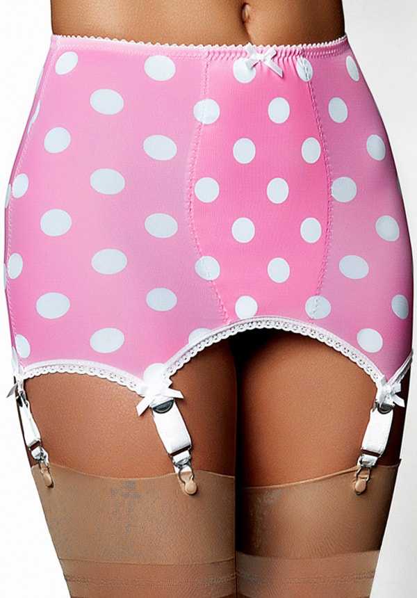 6 Strap Polka Dot Retro Girdle Pink