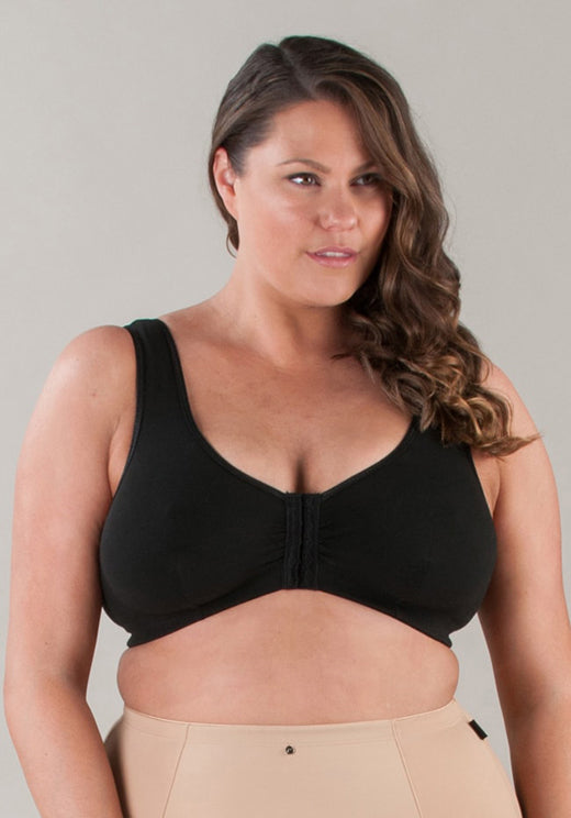 Cotton Front Close Bra Black