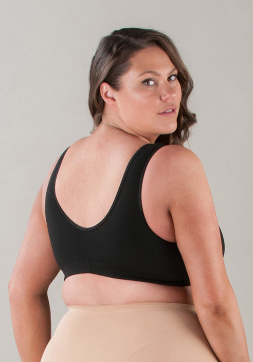 Cotton Front Close Bra Black