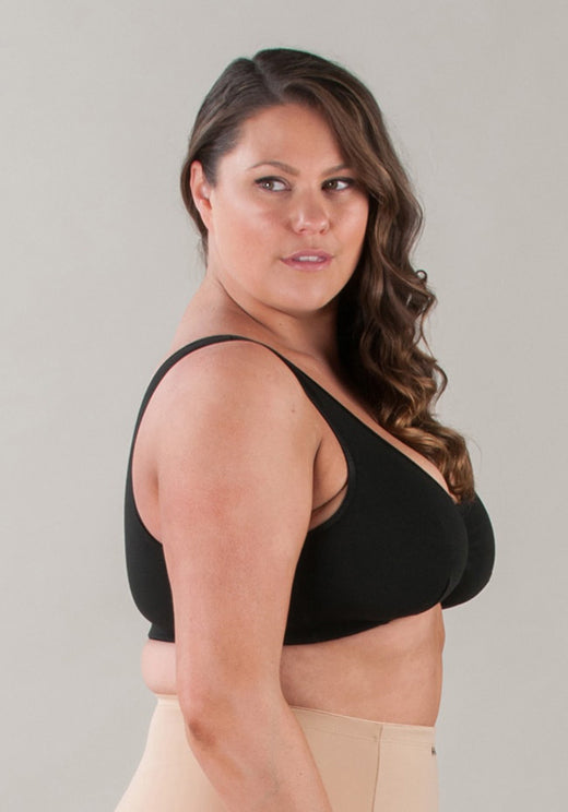 Cotton Front Close Bra Black