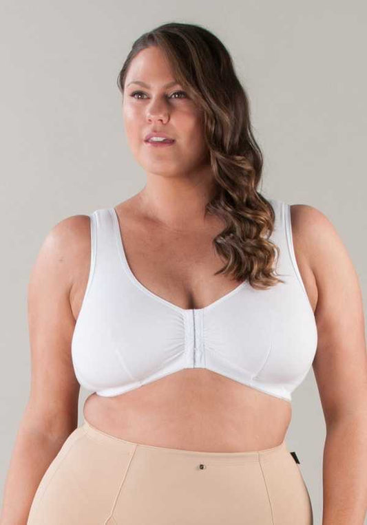 Cotton Front Close Bra White