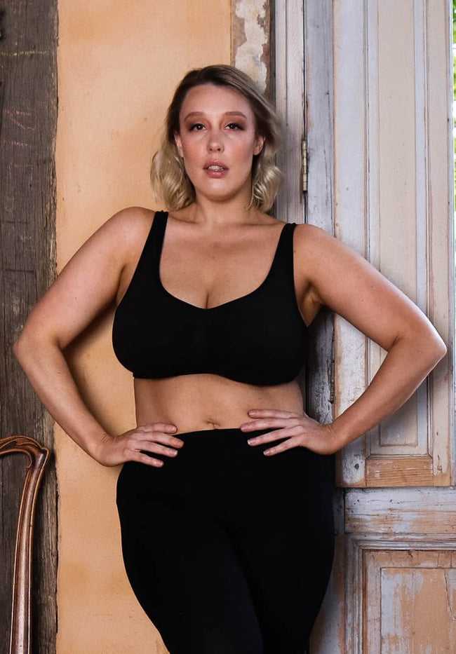 Plus Size Wirefree Cotton Leisure Bra Black