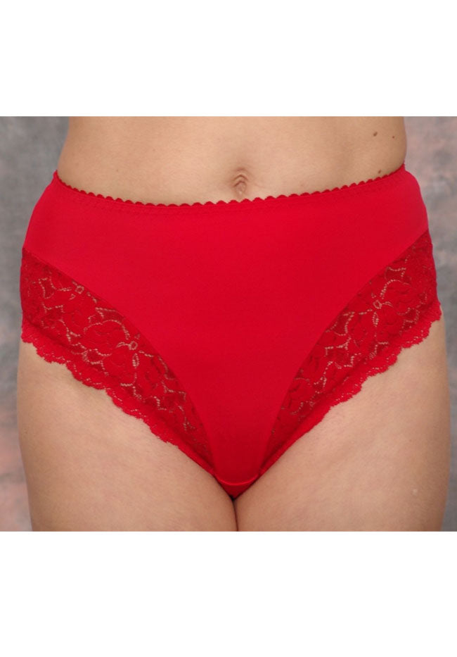 Women's Red & Jersey Elegant Full Brief