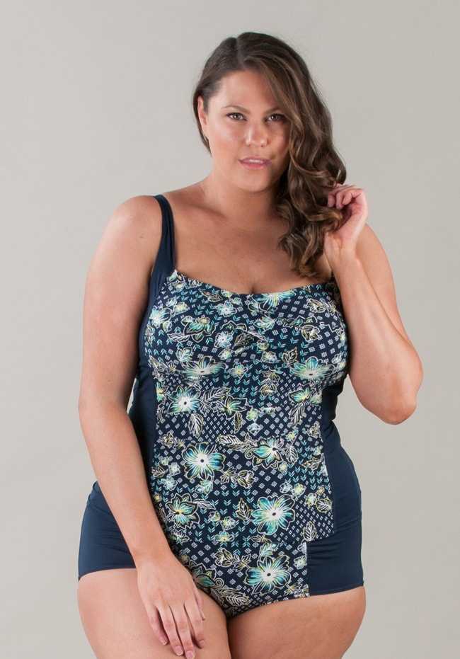 Bali Printed Swim Tankini Top Black & Matching Full Brief
