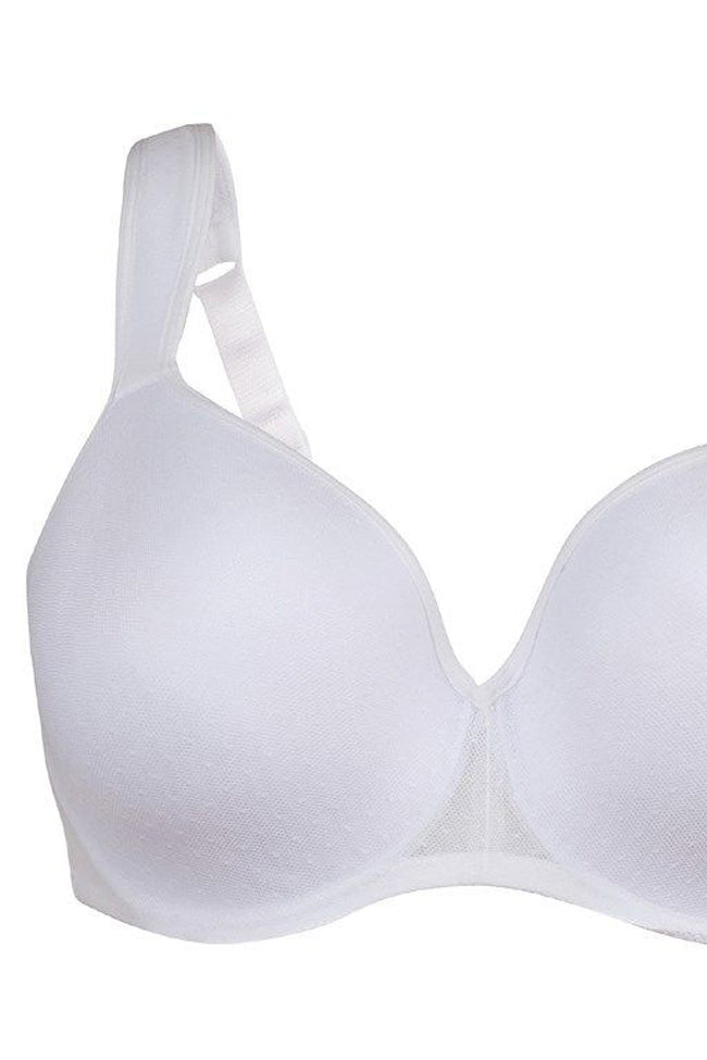 White Molded Plunge Wide Strap Bra