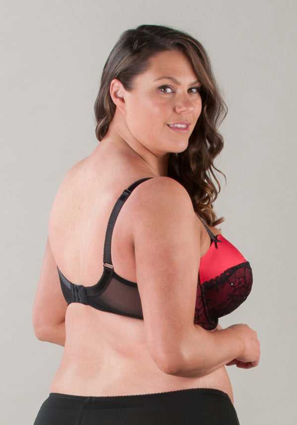 Diamante Lace Satin Molded Bra & Hipster Set