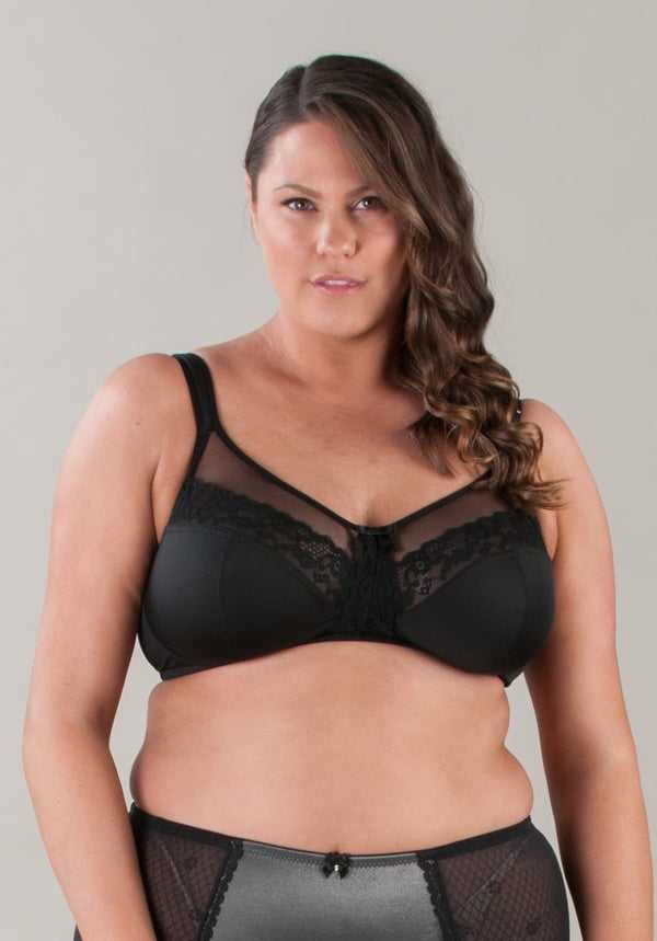 Diana No-Wire Soft Padded Straps Minimizer Bra Black (Please Size Up)